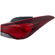 Passenger Side, Outer Tail Light, with Bulb, Halogen, Clear and Red Lens, Sedan, USA Built Vehicle, CAPA CERTIFIED