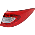 Passenger Side, Outer Tail Light, with Bulb, LED, Clear and Red Lens