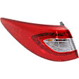 Driver Side, Outer Tail Light, with Bulb, LED, Clear and Red Lens