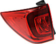 Driver Side, Outer Tail Light, with Bulb, Halogen, Red Lens, 6 Cyl., 3.5L Engine, CAPA CERTIFIED
