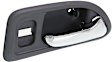 Front, Passenger Side Gray bezel with chrome lever Interior Door Handle