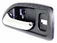 Front, Driver Side Blue bezel with chrome lever Interior Door Handle