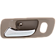 Front, Driver Side Beige bezel with chrome lever Interior Door Handle