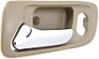 Front, Driver Side Beige bezel with chrome lever Interior Door Handle