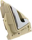 Front, Passenger Side Beige bezel with chrome lever Interior Door Handle, Without Door Lock Hole