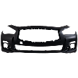 2014-2017 Infiniti Q50 - Front Primed Bumper Cover, Except Sport Model, Without Parking Aid Sensor Holes, CAPA Certified