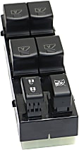 Front, Driver Side Window Switch, Black, 6-Button