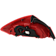 Passenger Side Tail Light, with Bulb, Halogen, Red Lens, Sedan