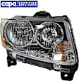 Passenger Side Headlight, with Bulb, Halogen, Clear Lens, CAPA Certified