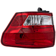 Passenger Side, Outer Tail Light, with Bulb, Halogen, Clear and Red Lens, CAPA CERTIFIED