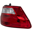 Driver Side, Outer Tail Light, with Bulb, Halogen, Clear and Red Lens, CAPA CERTIFIED