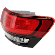 Passenger Side, Outer Tail Light, with Bulb, Halogen, Clear and Red Lens, Black Bezel Trim, SRT/Trackhawk Models