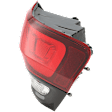 Passenger Side, Outer Tail Light, with Bulb, Halogen, Clear and Red Lens, Black Bezel Trim, SRT/Trackhawk Models