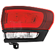 2014-2021 Jeep Grand Cherokee - Driver Side, Outer Tail Light, with Bulb, Halogen, Clear and Red Lens, Black Bezel Trim, SRT/Trackhawk Models