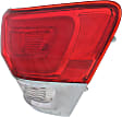 Passenger Side, Outer Tail Light, with Bulb, Halogen, Clear and Red Lens, Without Gray Trim, Except SRT Model