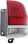Passenger Side, Outer Tail Light, with Bulb, Halogen, Clear and Red Lens, Without Gray Trim, Except SRT Model