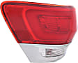 Driver Side, Outer Tail Light, with Bulb, Halogen, Clear and Red Lens, Without Gray Trim, Except SRT Model