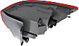 Driver Side, Outer Tail Light, with Bulb, Halogen, Clear and Red Lens, Without Gray Trim, Except SRT Model