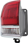 2014-2021 Jeep Grand Cherokee - Driver Side, Outer Tail Light, with Bulb, Halogen, Clear and Red Lens, Without Gray Trim, Except SRT Model, CAPA CERTIFIED