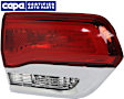 Driver Side, Inner Tail Light, with Bulb, Halogen, Clear and Red Lens, Without Gray Trim, Except SRT Model, CAPA CERTIFIED
