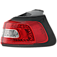 Passenger Side, Outer Tail Light, with Bulb, Halogen, Clear and Red Lens
