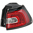 Passenger Side, Outer Tail Light, with Bulb, Halogen, Clear and Red Lens
