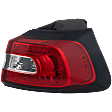 Passenger Side, Outer Tail Light, with Bulb, Halogen, Clear and Red Lens, CAPA CERTIFIED