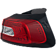Passenger Side, Outer Tail Light, with Bulb, Halogen, Clear and Red Lens, CAPA CERTIFIED