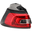Driver Side, Outer Tail Light, with Bulb, Halogen, Clear and Red Lens