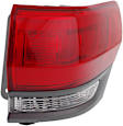 Passenger Side, Outer Tail Light, with Bulb, Halogen, Clear and Red Lens, With Gray Trim, Except SRT Model, CAPA CERTIFIED