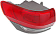 Driver Side, Outer Tail Light, with Bulb, Halogen, Clear and Red Lens, With Gray Trim, Except SRT Model
