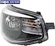 Passenger Side Headlight, with Bulb, Halogen, Clear Lens, Black Interior, CAPA Certified