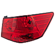 Passenger Side, Outer Tail Light, with Bulb, Halogen, Clear and Red Lens, Sedan, CAPA CERTIFIED