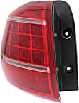 Driver Side, Outer Tail Light, with Bulb, Halogen, Red Lens