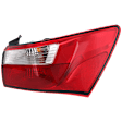 Passenger Side, Outer Tail Light, with Bulb, Halogen, Clear and Red Lens, CAPA CERTIFIED