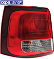 Driver Side, Outer Tail Light, with Bulb, Halogen, Clear and Red Lens, CAPA CERTIFIED