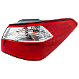 Passenger Side, Outer Tail Light, with Bulb, Halogen, Clear and Red Lens, Standard Type, Sedan