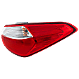 Passenger Side, Outer Tail Light, with Bulb, Halogen, Clear and Red Lens, Standard Type, Sedan