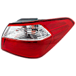 Passenger Side, Outer Tail Light, with Bulb, Halogen, Clear and Red Lens, Standard Type, Sedan, CAPA CERTIFIED