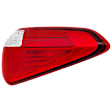 Passenger Side, Outer Tail Light, with Bulb, Halogen, Clear and Red Lens, Standard Type, Sedan, CAPA CERTIFIED