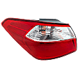 Driver Side, Outer Tail Light, with Bulb, Halogen, Clear and Red Lens, Standard Type, Sedan
