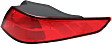 Passenger Side, Outer Tail Light, with Bulb, Halogen, Clear and Red Lens, Except Hybrid Model, USA Built Vehicle