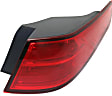 Passenger Side, Outer Tail Light, with Bulb, Halogen, Clear and Red Lens, Except Hybrid Model, USA Built Vehicle