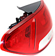 Driver Side, Outer Tail Light, with Bulb, Halogen, Clear and Red Lens