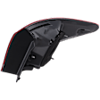 Driver Side, Outer Tail Light, without Bulb, Halogen, Clear and Red Lens, Base Model