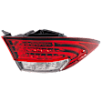 Driver Side, Outer Tail Light, without Bulb, Halogen, Clear and Red Lens, Base Model, CAPA Certified