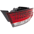 Driver Side, Outer Tail Light, without Bulb, Halogen, Clear and Red Lens, Base Model, CAPA Certified