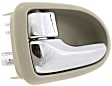 Front Or Rear, Driver Side Beige bezel with chrome lever Interior Door Handle, With Door Lock Button