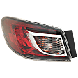 Driver Side, Outer Tail Light, with Bulb, Halogen, Clear and Red Lens, Sedan, Standard Type