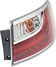 Passenger Side, Outer Tail Light, with Bulb, Halogen, Clear and Red Lens, CAPA CERTIFIED